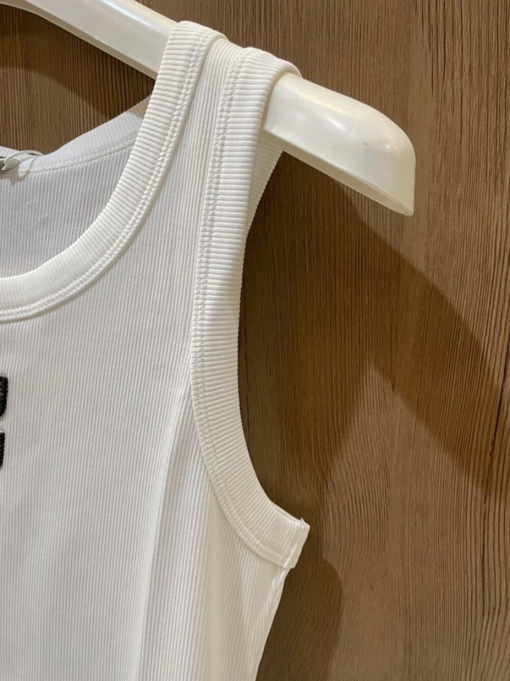Miu Miu Logo Embroidered Rib Knit White Tank Top New With Tags - Picture 4 of 12